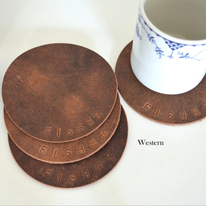 Genuine Leather Coasters Set of 6 Round Drink Mats for <b>Table</b> <b>Protection</b> Luxury Handmade Cowhide Cup Mats Green GLC-0001 - Product Image 4