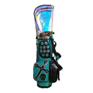 Sac de golf haut de gamme brodé crâne avec accents holographiques et mécanisme de support stable pour joueurs modernes - Product Image 2