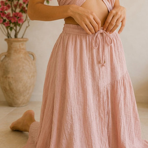 Ensemble de pyjamas pour femmes, 100% coton gaze, tissu musulman respirant, écologique, vêtements de détente pour femmes, ensemble d'été - Product Image 3