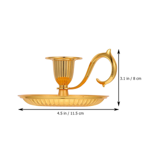 Gold Metal <b>Candle</b> Holder With Handle Decorative <b>Candle</b> <b>Tray</b> Vintage Table Centerpiece Home Wedding Party Decor - Product Image 6