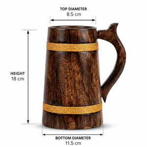 Jarra de Cerveza de Madera con Asa para Bar en Casa, Taza de Madera Hecha a Mano Estilo Vintage, Jarra de Cerveza para Fiestas y Festivales, Utensilios de Bar - Product Image 3