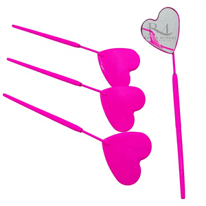 Produit phare : Miroir rose foncé avec revêtement poudré, en forme de cœur, pour extensions de cils et poignée diamantée - Product Image 2