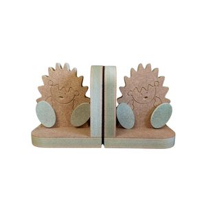 Serre-livres hérisson en bois faits à la main, séparateur de bureau animalier mignon, décoration d'intérieur d'art moderne, présentoir d'étagère de bibliothèque - Product Image 1