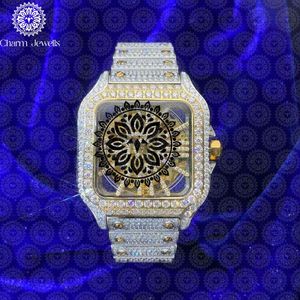 Montre de luxe pour homme Charm Jewells en acier inoxydable 40 mm, mouvement mécanique analogique, accents de diamants, résistance à l'eau 10 bars, automatique - Product Image 1