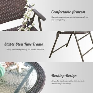 Set da bistrot pieghevole in vimini da esterno 3 pezzi per balcone o giardino - Product Image 4