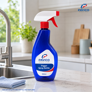 Botella pulverizadora azul de PET de 500 ml con forma de cintura personalizada para limpieza del hogar y jardín, fabricada en Vietnam - Product Image 4