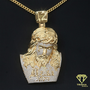 Pendentif Jésus-Christ Premium en Argent Sterling S925 avec Diamant Moissanite Plaqué Or, Collier Religieux Hip Hop avec Motif Couronne - Product Image 4