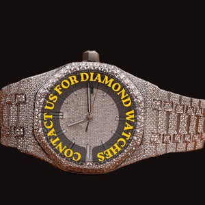 Reloj de Diamantes Chapado en Oro Estilo Hip Hop para Hombre, con Esfera Decorada y Estilo Urbano de Lujo, Disponible en la Mejor Calidad - Product Image 1