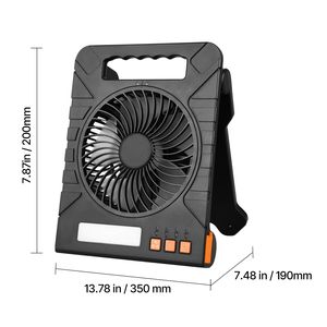 Ventilatore Solare Ricaricabile da 10000mAh con Lanterna LED, Pannello Solare Pieghevole Portatile da 7 Pollici 4W, 4 Velocità, Timer e Luce - Product Image 6