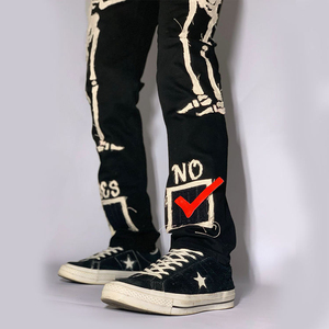 แพทช์ปักโลโก้รูปหัวกะโหลกแบบกำหนดเองขายส่ง Do You Love Me สำหรับกางเกงยีนส์ผู้ชาย - Product Image 5