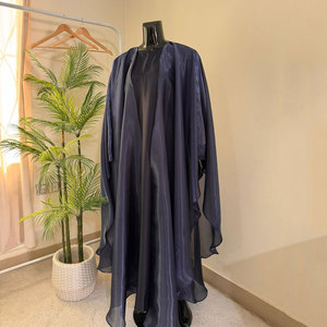 Abaya Musulmana para Mujer, Transpirable, Ligera, Holgada, de Manga Larga, Larga hasta el Suelo, Informal, para Uso Diario, Abaya Abierta - Product Image 1