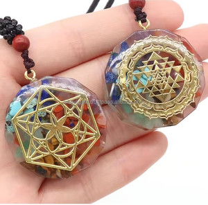 Pendentif en cristal d'orgonite de haute qualité avec incrustations de métal et de pierres précieuses pour la protection contre les ondes électromagnétiques, bijoux énergétiques faits à la main, vente en gros - Product Image 6