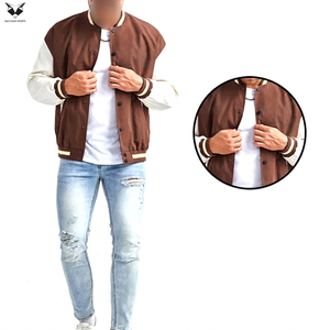 ซัพพลายเออร์ที่ดี บริการ OEM ODM เสื้อแจ็คเก็ตวาร์ซิตี้สีน้ำตาลสำหรับผู้ชาย แขนเสื้อสีขาว ติดกระดุมด้านหน้า เสื้อคลุมลำลองสำหรับฤดูใบไม้ร่วง - Product Image 6