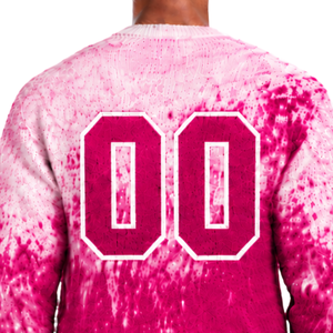 Pull en maille dégradé fuchsia et blanc pour homme, col rond, manches longues, personnalisé, style streetwear décontracté, mode hiver, vente en gros - Product Image 4