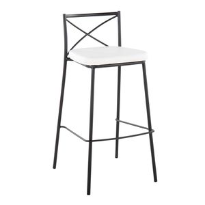 Set di 2 sgabelli da bar moderni Charlotte da 30 pollici, altezza fissa, in metallo nero e similpelle bianca - Product Image 2