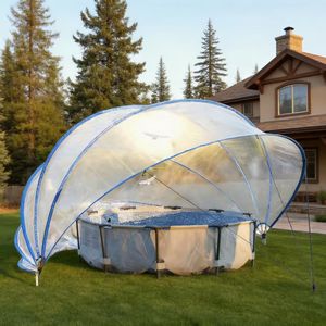 Copertura Retrattile per Piscina Esterna da 18 Piedi con Pellicola in PVC e Asta in Fibra di Vetro, Recinzione per Piscina, Coperture e Accessori per Piscine - Product Image 4