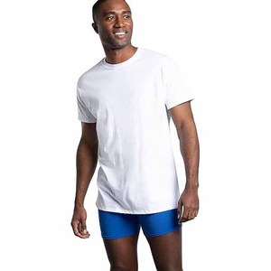 T-shirt en coton blanc pour homme, manches courtes, col rond, coupe classique, jersey uni, respirant, couleur unie - Product Image 1