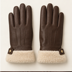 Gants d'hiver en cuir noir avec doublure en fourrure, unisexes, isolés, pour la rééducation, le cyclisme, les voyages - Product Image 2