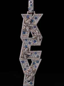 จี้ห้อยคอฮิปฮอปแบบกำหนดเองได้ หรูหรา เงินแท้ 925 ชุบทองคำขาว ประดับเพชรโมอิสซาไนต์ ตัวอักษรย่อ สไตล์แร็ปเปอร์ สำหรับงานปาร์ตี้ - Product Image 4
