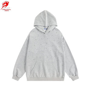 เสื้อมีฮู้ดหินไรน์สโตนสำหรับผู้ชายแบบลำลองพร้อมสัมผัสที่นุ่มนวลรูปทรงทันสมัยและคอลเลกชันเครื่องแต่งกายแนวสตรีทสำหรับผู้ใหญ่ - Product Image 1