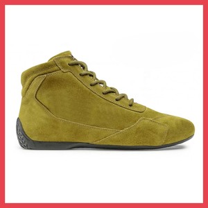 Bottes montantes vertes en cuir véritable avec fermeture auto-agrippante, bout renforcé, semelle extérieure en caoutchouc, semelle intermédiaire en EVA, couleur unie, style sportif, respirantes, pour karting - Product Image 4