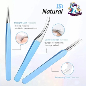 Ensemble de pinces à cils en acier inoxydable Ryzer Studio, 1 pièce, pointe incurvée et pointue, outils de beauté pour extensions de cils, maquillage et outils - Product Image 2