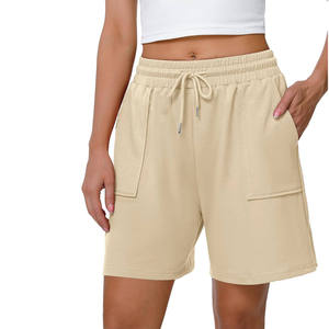 High Quality High Waist Breathable Style Women <b>Shorts</b> Wholesale New Design Solid Color PolyesterCotton - Product Image 3