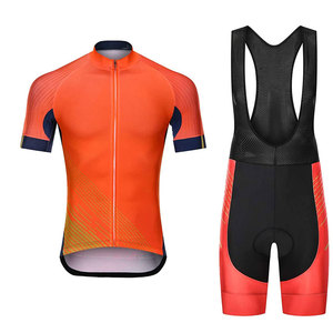 Ensemble maillot et short de cyclisme pour homme, orange avec accents noirs, respirant, polyester, design sans couture, pour adultes - Product Image 1
