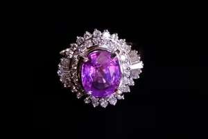 Women's 925 Silver Plated Cocktail <b>Ring</b> With Natural Oval Amethyst And Diamond Accents Prong Setting Glam Engagement Jewelry - Product Image 2