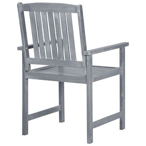 <b>6</b>-<b>Piece</b> Solid Acacia Wood <b>Patio</b> Chairs in Gray Durable and Stylish <b>Set</b> - Product Image 5