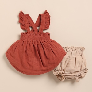 เสื้อแขนกุดผ้ามัสลินออร์แกนิกมีชุดเสื้อผ้าเด็กทารก Picante + LATTE คุณภาพระดับพรีเมียม - Product Image 1