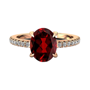 Anillo de Oro Puro de 14k con Granate Rojo de Corte Ovalado y Diamante Natural, Diseño Único Hecho a Mano, Anillo de Piedra Natal de Enero, Joyería Fina, Envío Directo - Product Image 1