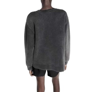 Sudaderas de hombre con cuello redondo y hombros caídos lavados con ácido de alta calidad, ropa de calle, sudaderas con piedras preciosas personalizadas de lana para el invierno - Product Image 3