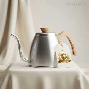 Cafetière Moka en acier inoxydable avec poignée en bois, cafetière italienne pour cuisinière - Product Image 5