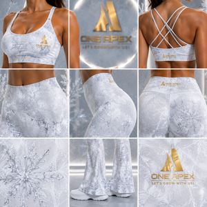 Custom Women Snowflake Yoga Set <b>Flare</b> <b>Leggings</b> Sports Bra Winter Fitness Activewear Workout Clothing Set - Product Image 4