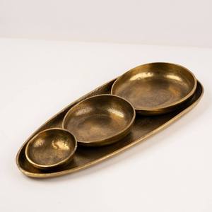 Plateau ovale à 3 niveaux en laiton antique fait main pour servir les noix et les fruits secs, idéal pour les réceptions de luxe et la décoration de la maison - Product Image 6