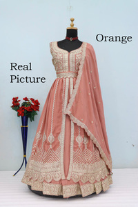 Última moda largo pesado Georgette mujer Anarkali Kurti hasta el suelo ropa de fiesta de boda patrones de trabajo múltiple Dupatta se adapta - Product Image 2
