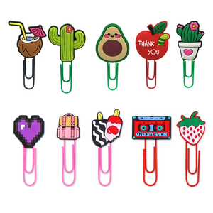 Custom Cute Cartoon Pattern Bookmark PVC Rubber logo with Paper Clip Bookmarks Square Embroidered Logo Bookmark