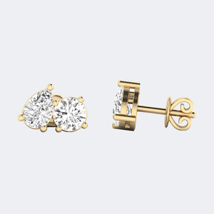 Boucles d'oreilles de luxe Toi et Moi en or plaqué 10 carats avec diamants de laboratoire 2.00CTW certifiés IGI - Product Image 4