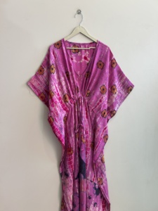 Silk <b>Kaftan</b> Luxury Dresses Long Floral <b>Beach</b> Cover Up Plus Size Casual Streetwear Dress - Product Image 4