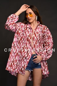 Chemise décontractée pour femme en coton 100% écologique, manches ballon, col montant, imprimé floral, tissu respirant, coupe ample - Product Image 2