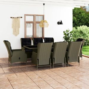 Ensemble de 8 chaises de jardin en rotin PE brun et noir, grand ensemble de salle à manger pour patio - Product Image 1