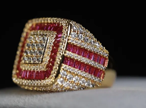 Anillo Orelia Luxe Orelia 312 en Oro Rosa y Chapado en Oro de 18k con Moissanita, Corte en Racimo, Estilo Hip Hop para Hombre, Joyería de Regalo - Product Image 4