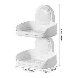Portasapone a ventosa a forma quadrata, montaggio a parete senza foratura, forte aspirazione, doppio strato - Product Image 6