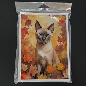 Gato tonkinés caprichoso en hojas de otoño Paquete de 8 tarjetas de felicitación de tamaño A7 en blanco 5x7 con sobres Tarjetas de notas - Product Image 3