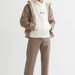 Sweat à capuche oversize pour homme 100% coton, molleton tricoté uni, logo personnalisé sur le devant, manches classiques, streetwear d'hiver - Product Image 4