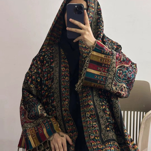 Premium Formal Solid Pashmina Abaya <b>Set</b> Matching Shawl | Winter-Weight Ankle-Length Long Sleeve <b>Modest</b> Gown | Elegant - Product Image 1