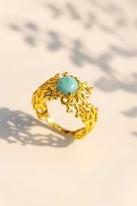 แหวน Larimar Ocean Sea Branch รับรองโดย IGI เงินแท้ ดีไซน์แรงบันดาลใจจากงานแต่งงาน ความงามริมชายฝั่ง สีฟ้าอ่อน สงบ งดงามเหนือกาลเวลา ธรรมชาติอันงดงาม - Product Image 2