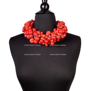 สร้อยคอลูกปัดอัญมณีรูปวงรีหลายเหลี่ยมประดับด้วยเรซิ่นที่มีค่า - Product Image 1