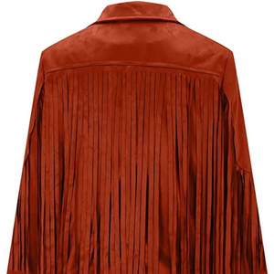 Low MOQ American Western Brown Suede Leather <b>Jacket</b> Front <b>Fringe</b> Tassels Customizable Men's Winter Outdoor Activities <b>Jacket</b> - Product Image 6